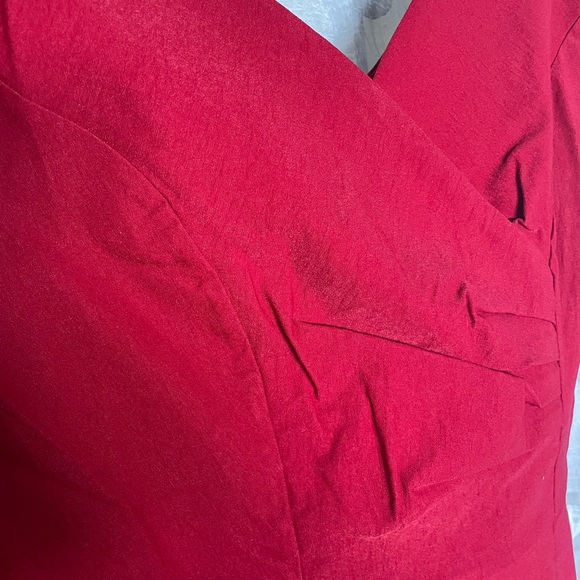 💰1950's Vintage V Neck Ruched Sheath Formal Pencil Dress! Beautiful red! - Picture 4 of 6